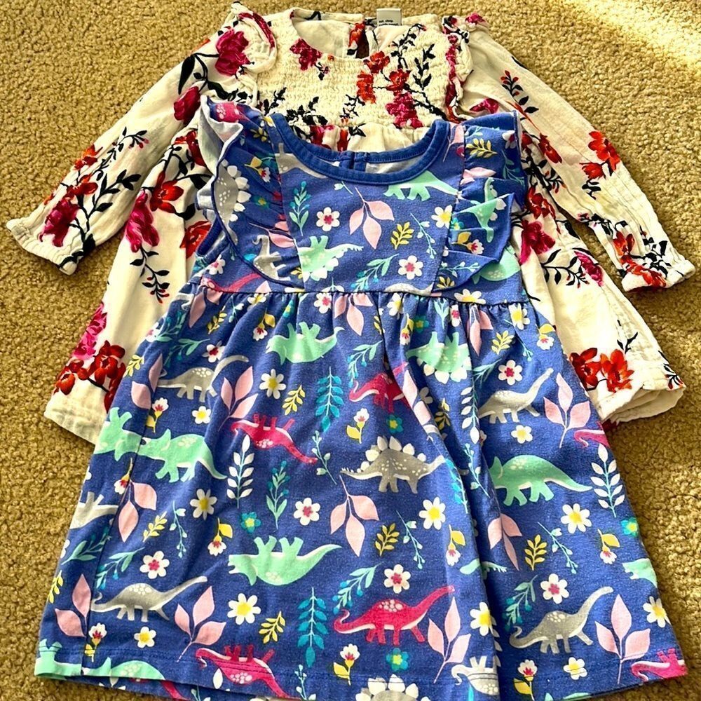 (2) Toddler Bright and Colorful Comfy Floral Tunics Bundle- 18-24 Months